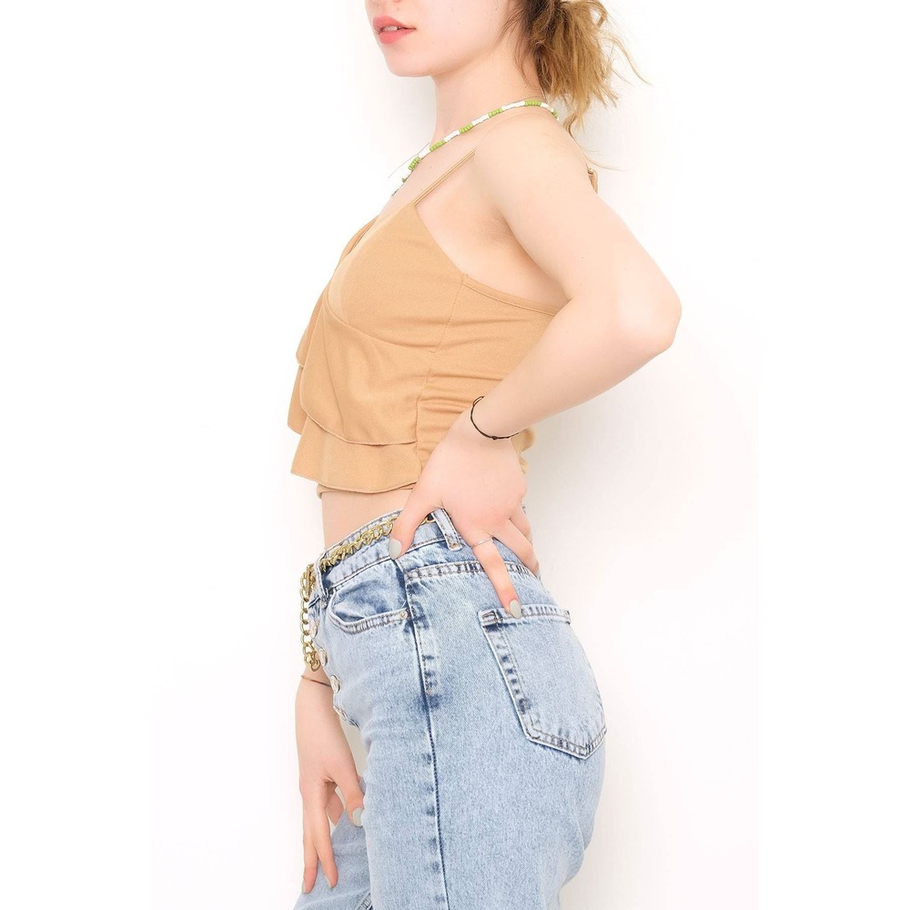 Önü Kat Kat Bluz Sütlükahve - 10690.631