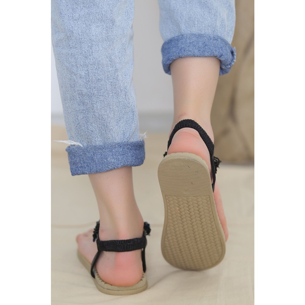 Pul Detaylı Sandalet Siyah - 6109.264