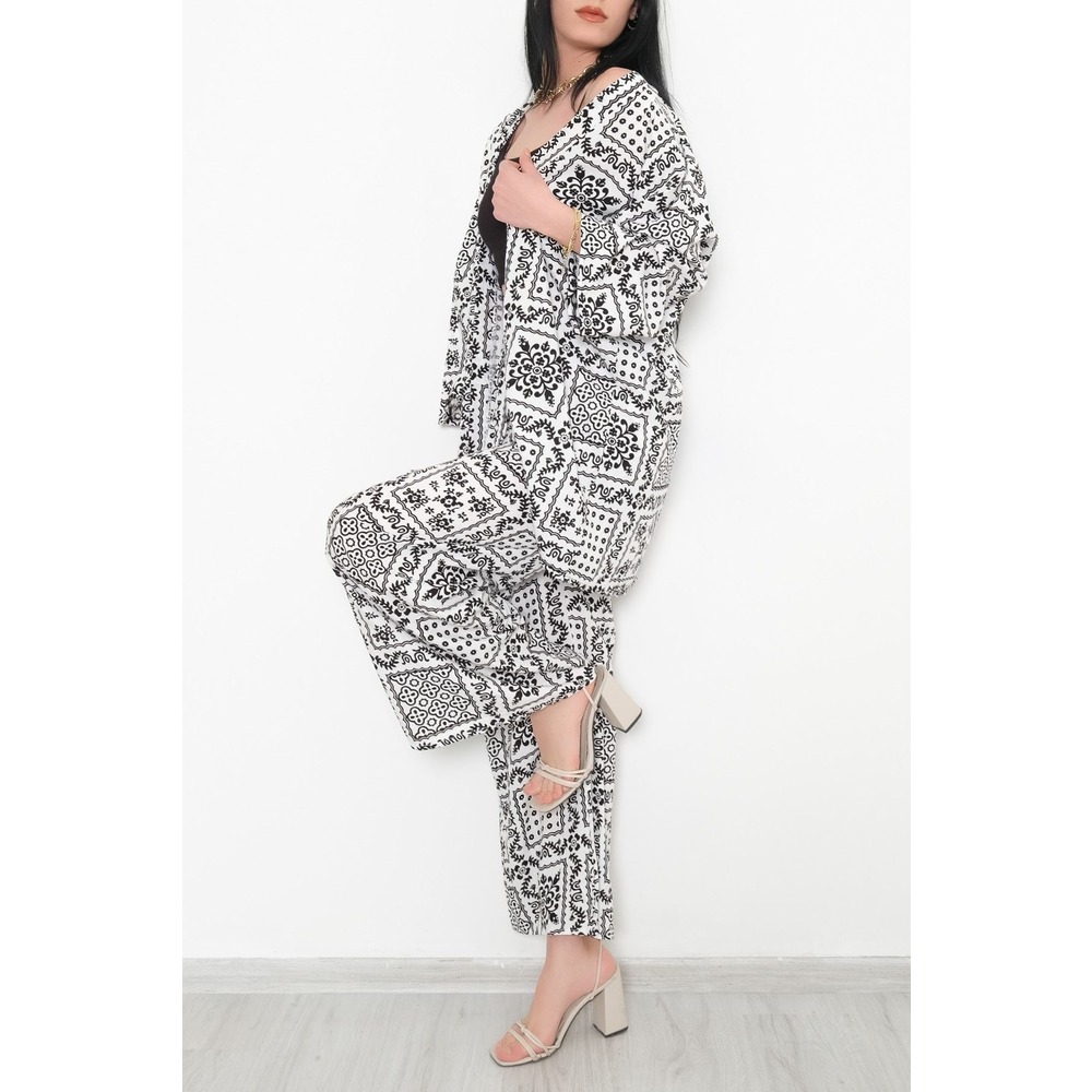 Kimono Takım Siyahdesenli - 10553.1095