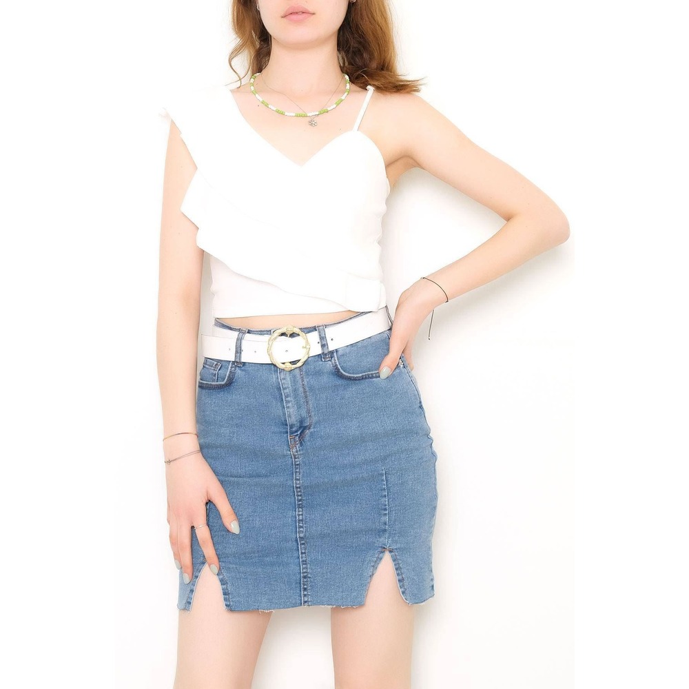 Önü Kat Kat Bluz Beyaz - 10690.631