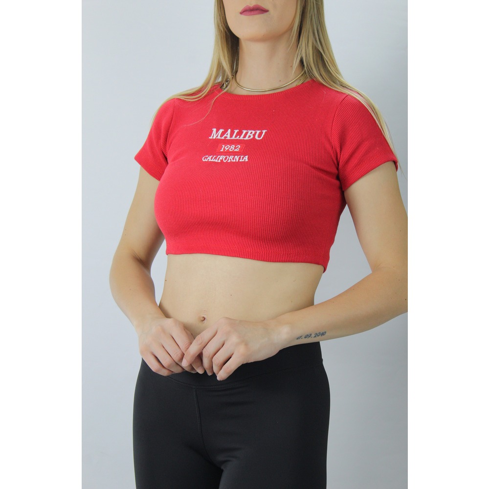 Nakışlı Fitilli Bluz Kırmızı - 118.067