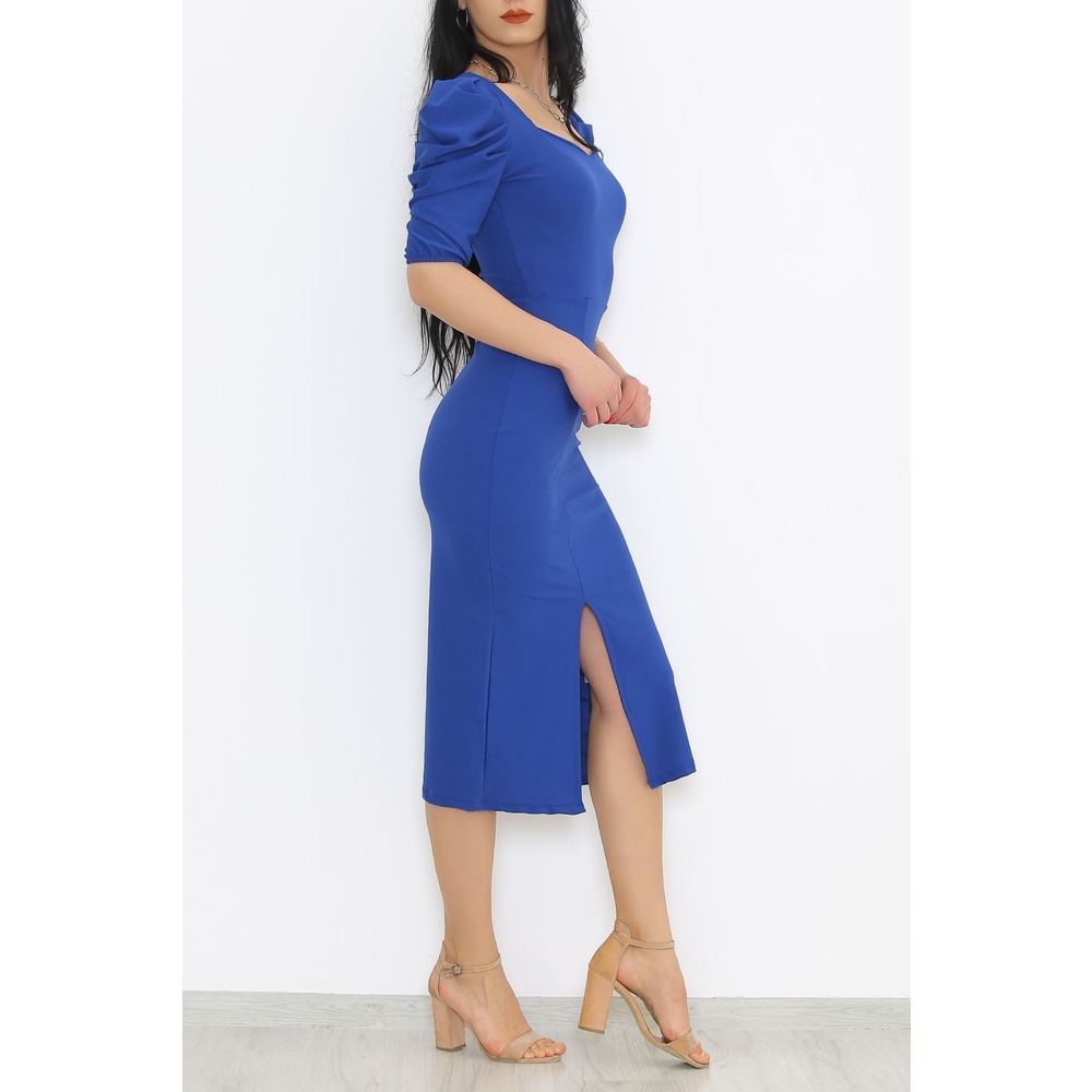 Kare Yaka Elbise Saks - 5241.1234