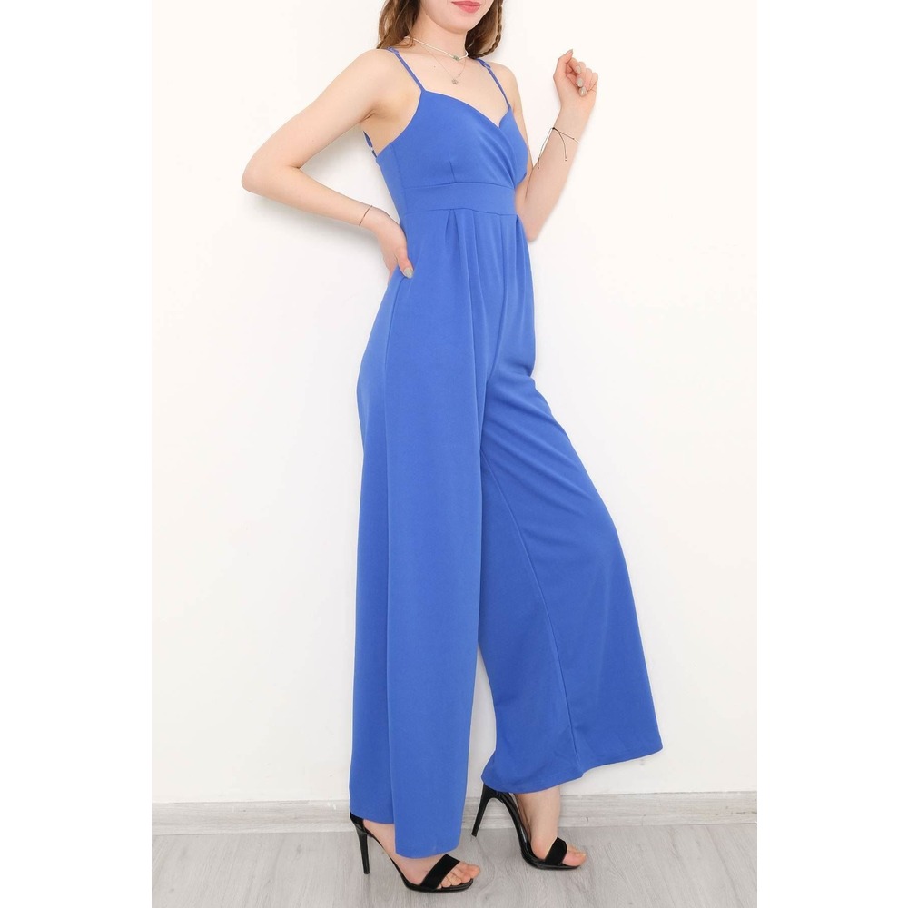 Bol Paça Askılı Tulum Saks - 10760.631