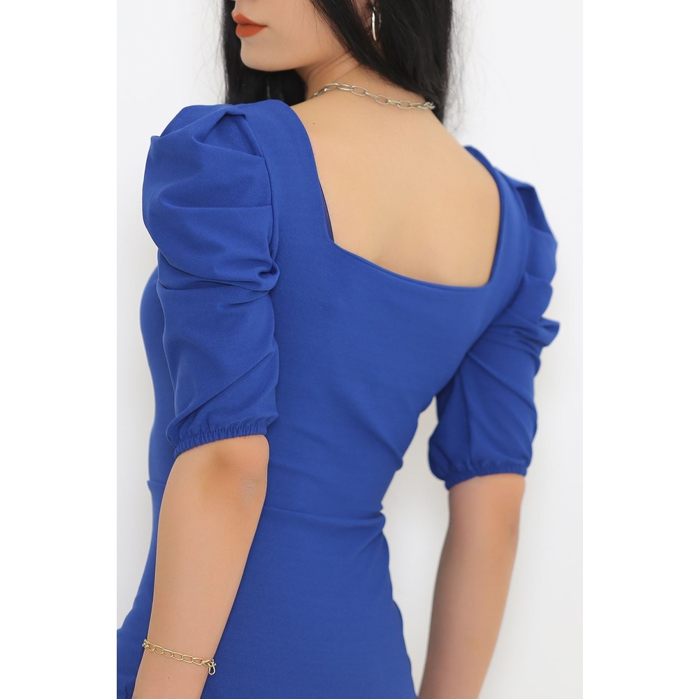 Kare Yaka Elbise Saks - 5241.1234