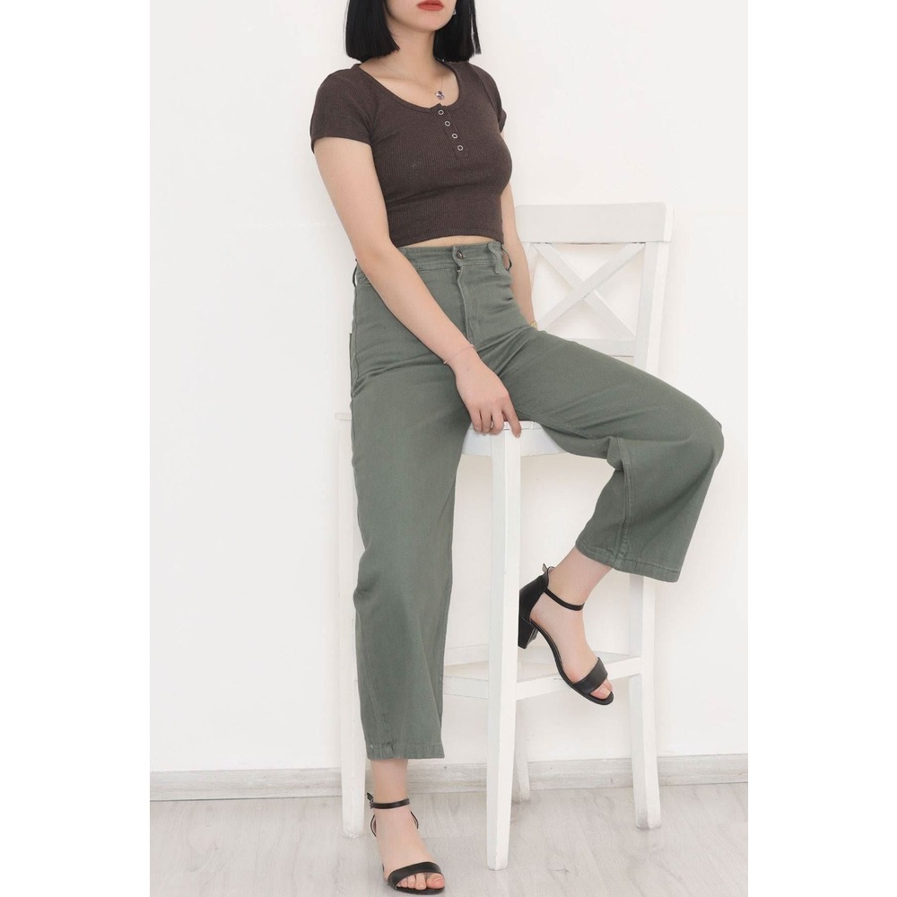 Bol Paça Kot Pantolon Açıkhaki - 0019.1184
