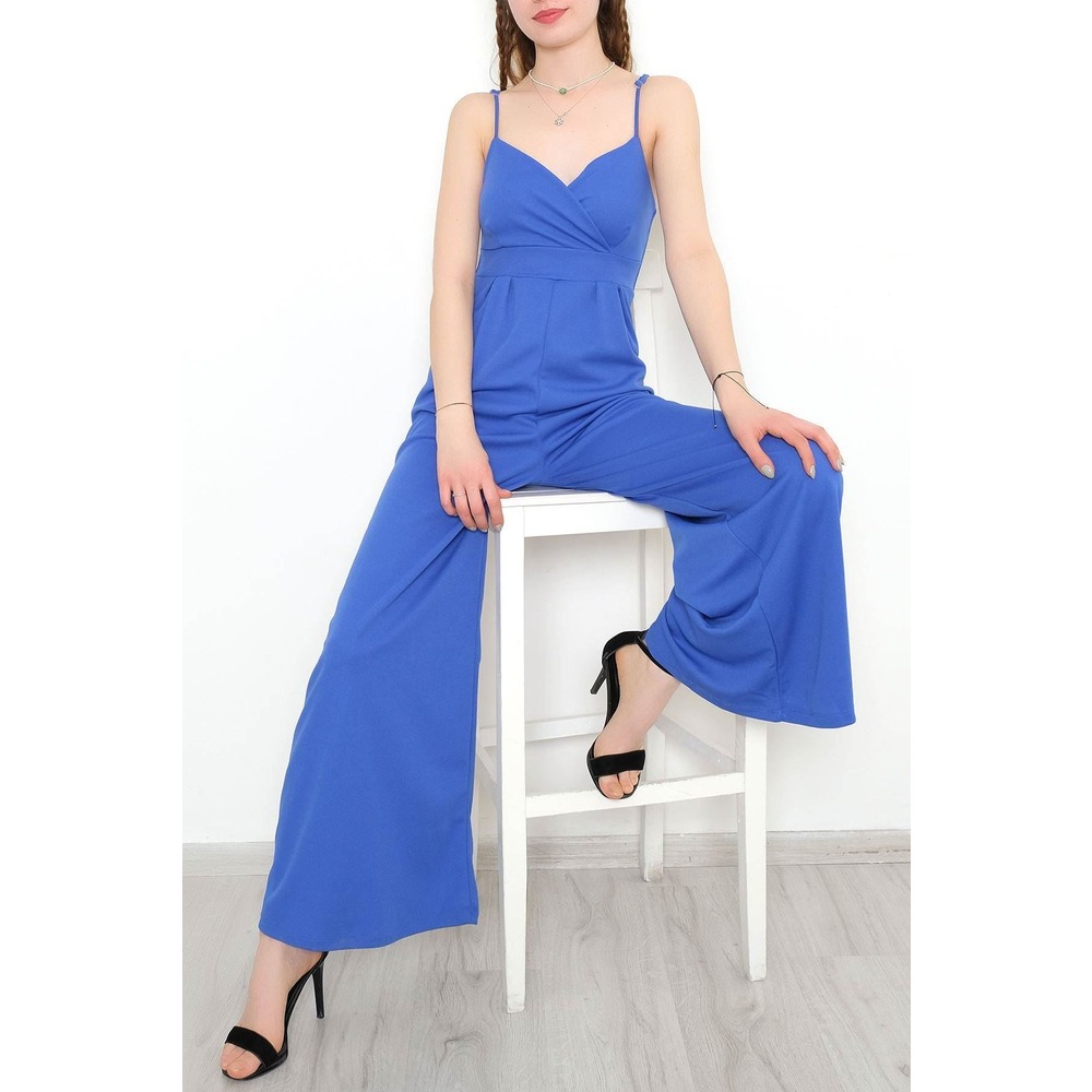 Bol Paça Askılı Tulum Saks - 10760.631