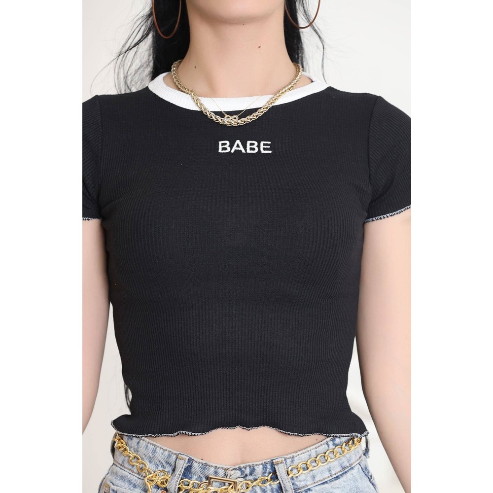 Babe Nakışlı Bluz Siyah - 11009.1567