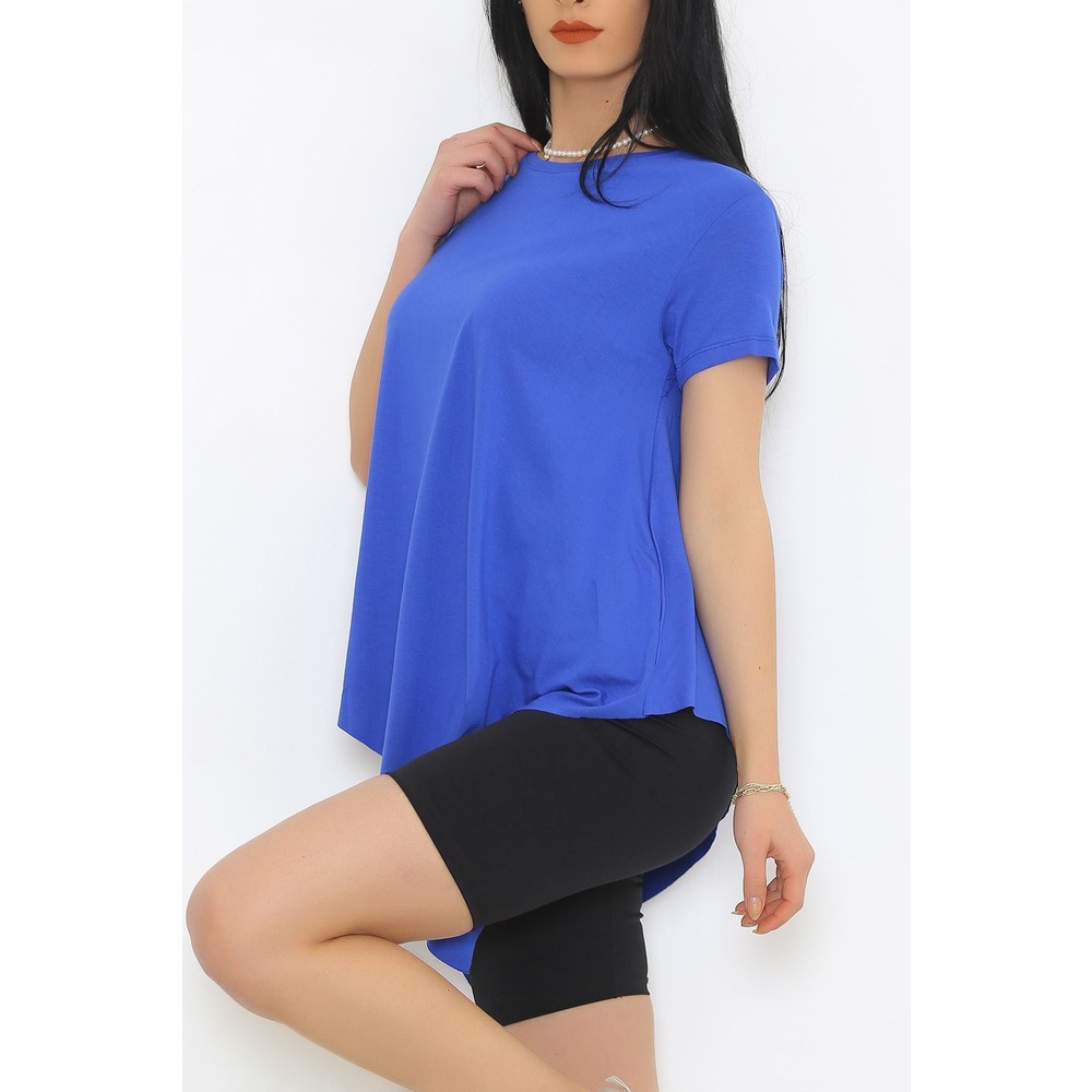 Asimetrik Kesim Viskon Bluz Saks - 1061.1095