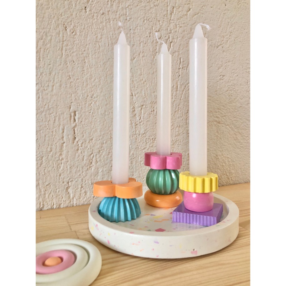Katkat Renkli Şamdan Mumluk Set 8'li | Studio Yabu
