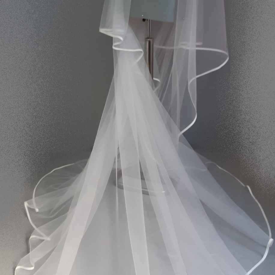 Saten Biyeli Çift Kat Taraklı Hayal Tül Gelin Duvağı 2.50 cm Uzun Kat - 85cm Kısa kat ±