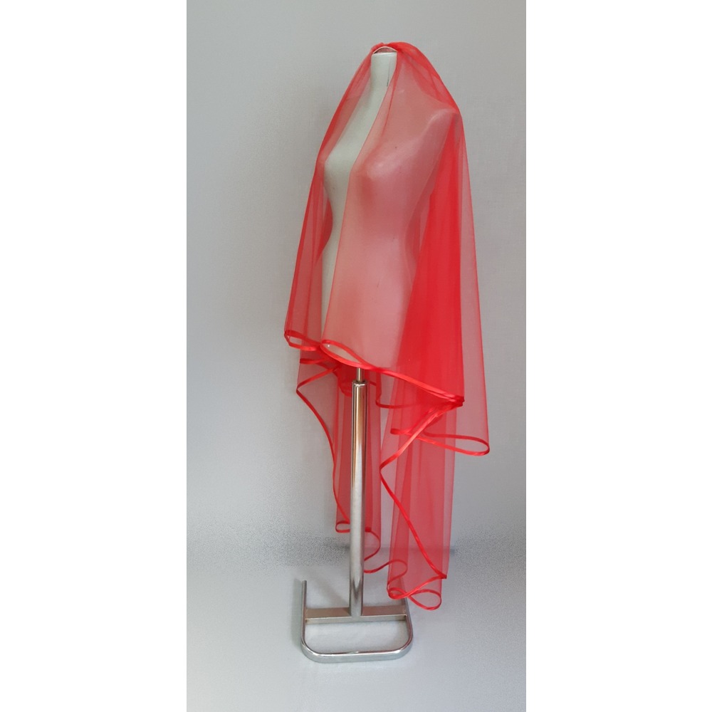 Suzanna Moda Kırmızı 1.50 cm Uzun Hayal Tül Kenarı Saten Biyeli 2 Kat Kına Duvağı