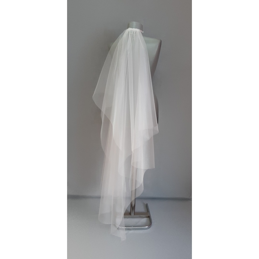 Asimetrik Kesim 1.50 cm Uzun Parlak Kırık Beyaz Hayal Tül Duvak Suzanna Moda