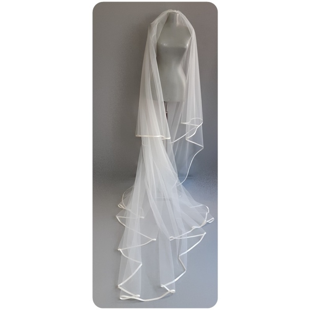 Suzanna Moda Kırık Beyaz Renk 2 Mt 50 Cm Boy Saten Biyeli Çift Kat Hayal Tül Duvak