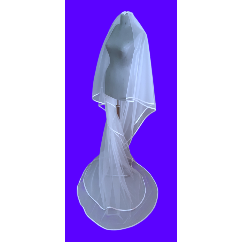 Beyaz 2mt 20cm Boy Taraklı 1.50cm Eni Saten Biyeli Çift Kat Hayal Tül Duvak Suzanna Moda