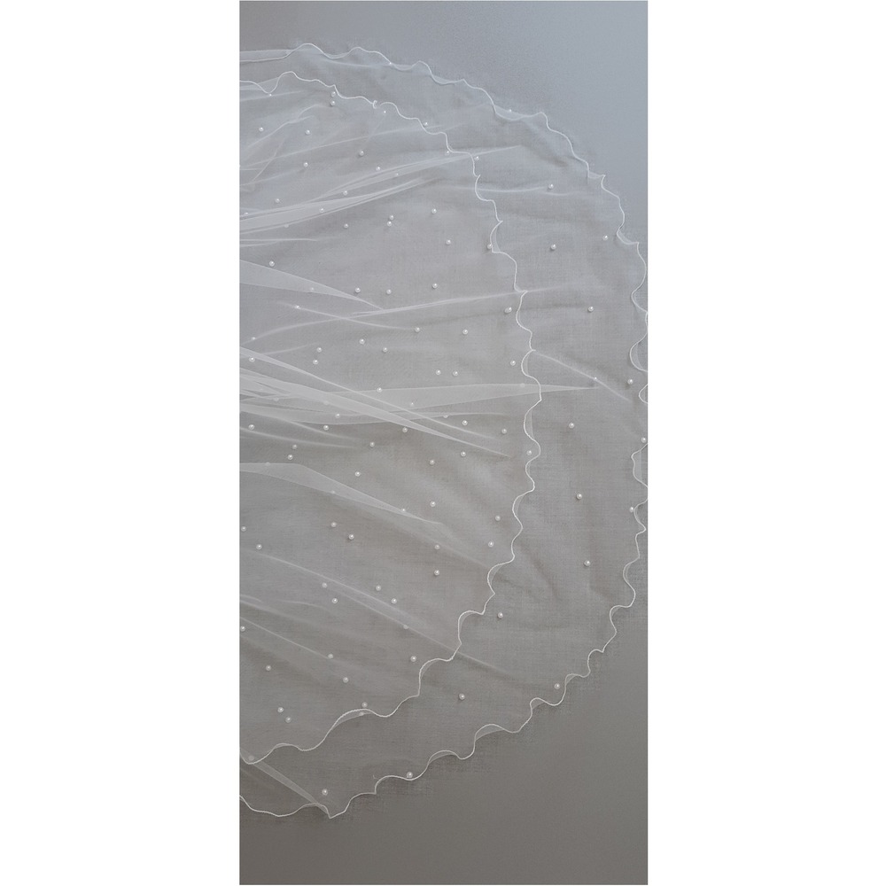 Suzanna Moda Krem Renk Iki Katıda Incili Hayal Tül Duvak 2mt 20cm Boy