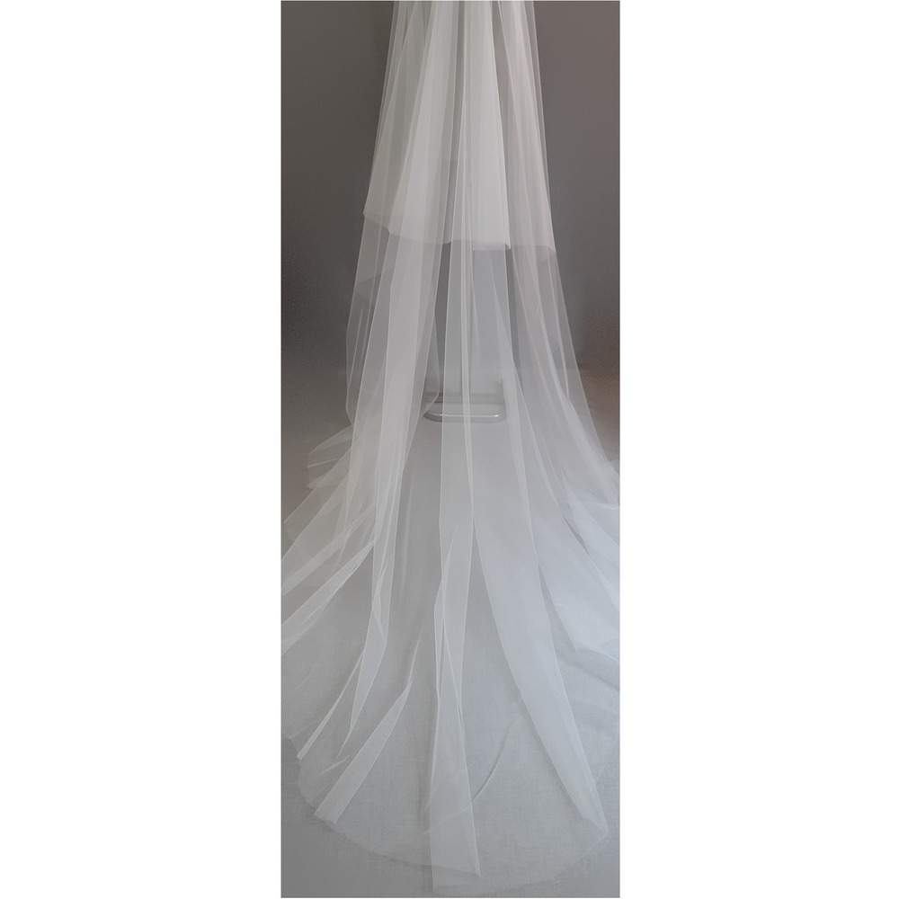 Suzanna Moda Krem Fildişi Taraklı Uçları Oval Kesim 2mt 50cm Boyunda Uzun Hayal Tül Duvak