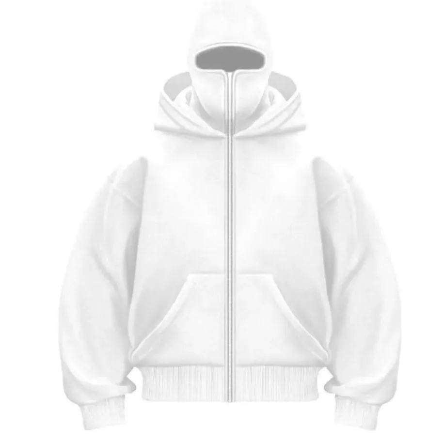 Oversize Fermuarlı Beyaz Ninja Unisex Hırka | SwakzWear