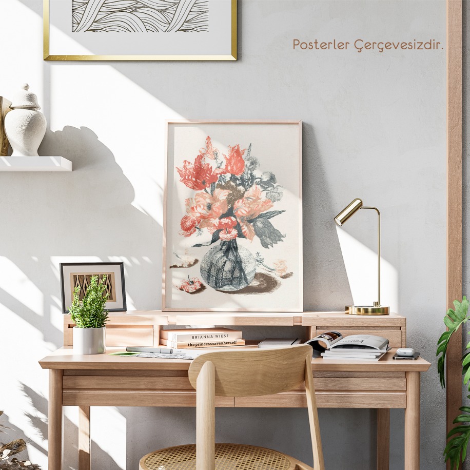 Sulu Boya Çiçek Posteri