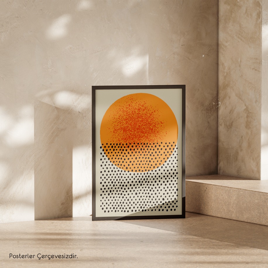 Tamposterlik | Siyah Noktalı Sarı Yuvarlak Poster