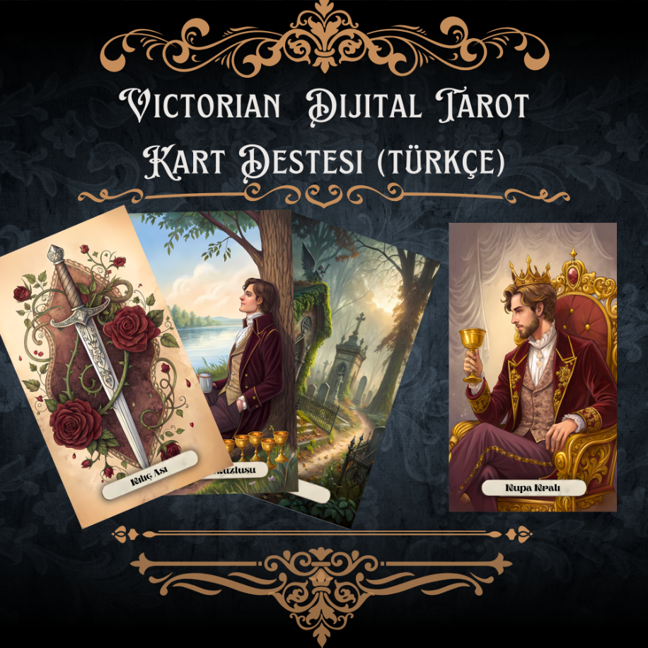 Victorian Temalı Dijital Tarot Kart Destesi (TÜRKÇE) - 78 Kartlık İndirilebilir Set