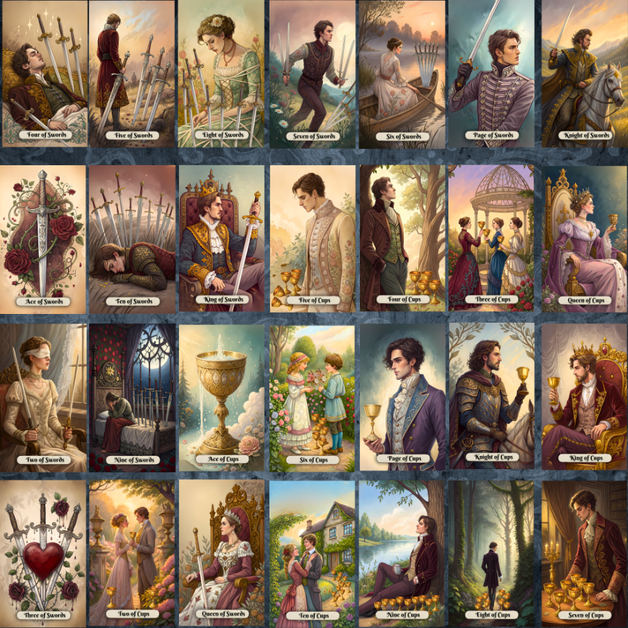 Victorian Temalı Dijital Tarot Kart Destesi - 78 Kartlık İndirilebilir Set