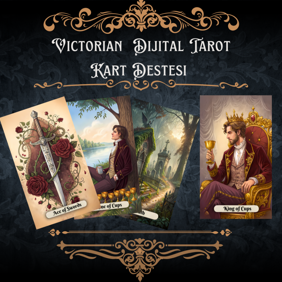 Victorian Temalı Dijital Tarot Kart Destesi - 78 Kartlık İndirilebilir Set