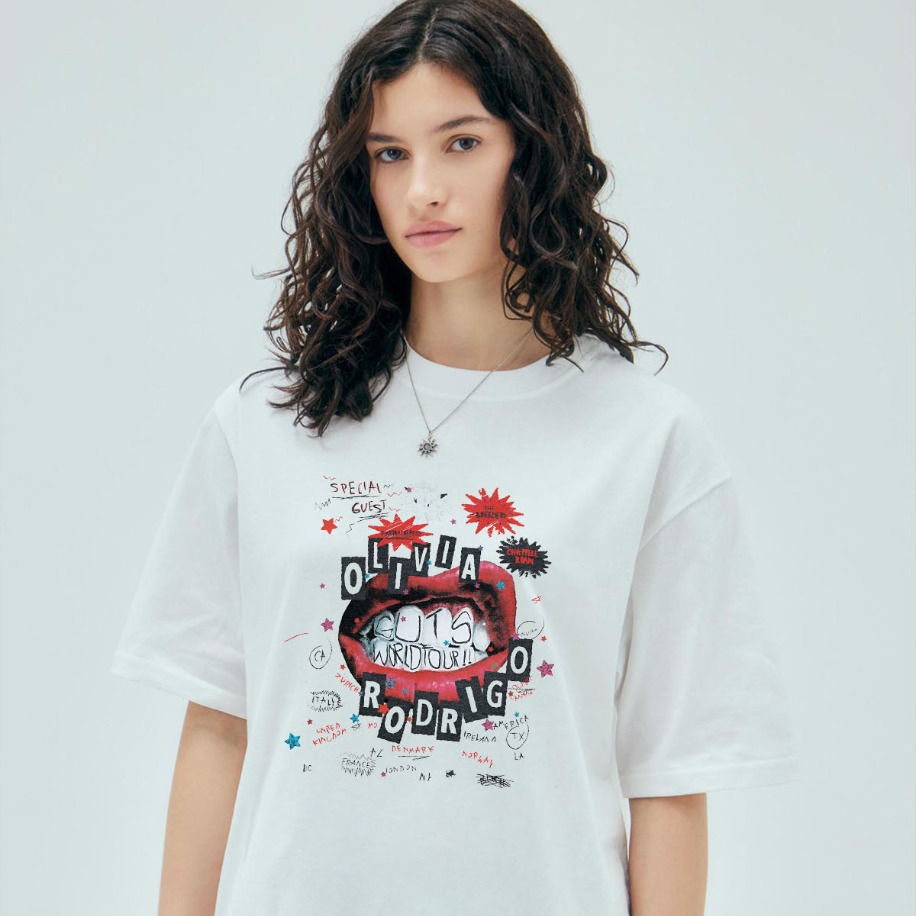 Unisex Oversize Olivia Rodrigo Turne Baskılı Premium T-shirt