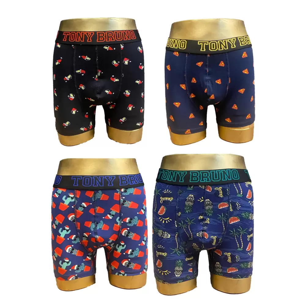 Tony Bruno 4'lü Erkek Premium Desenli Boxer (Paket 1)