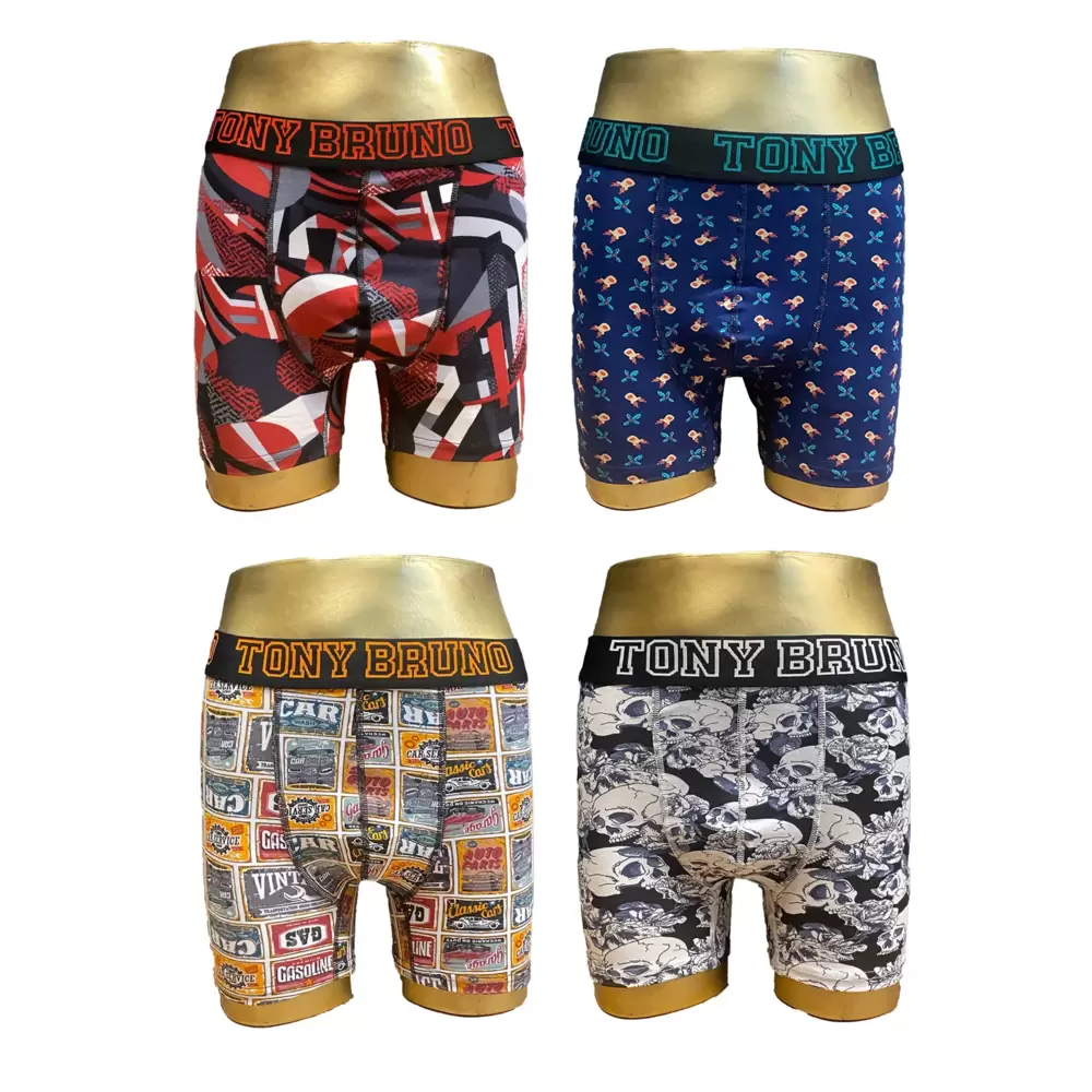 Tony Bruno 4'lü Erkek Premium Desenli Boxer (Paket 3)