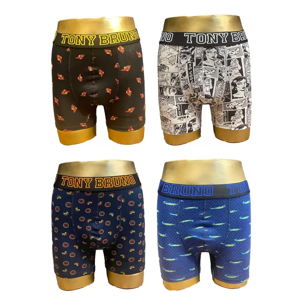 Tony Bruno 4'lü Erkek Premium Desenli Boxer (Paket 2)
