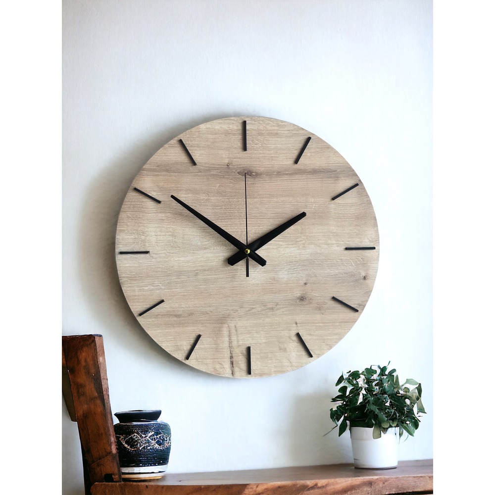 Minimalist Akçaağaç Ahşap Duvar Saati