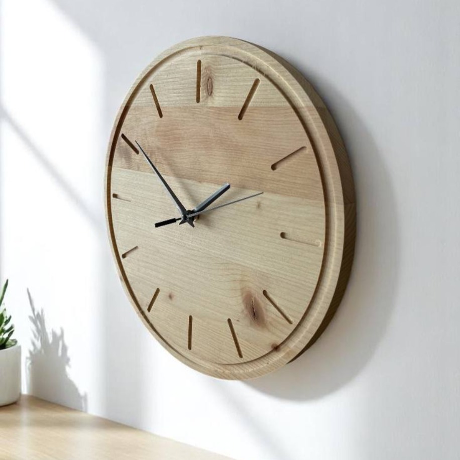 Minimal Ağaç Yuvarlak Duvar Saati