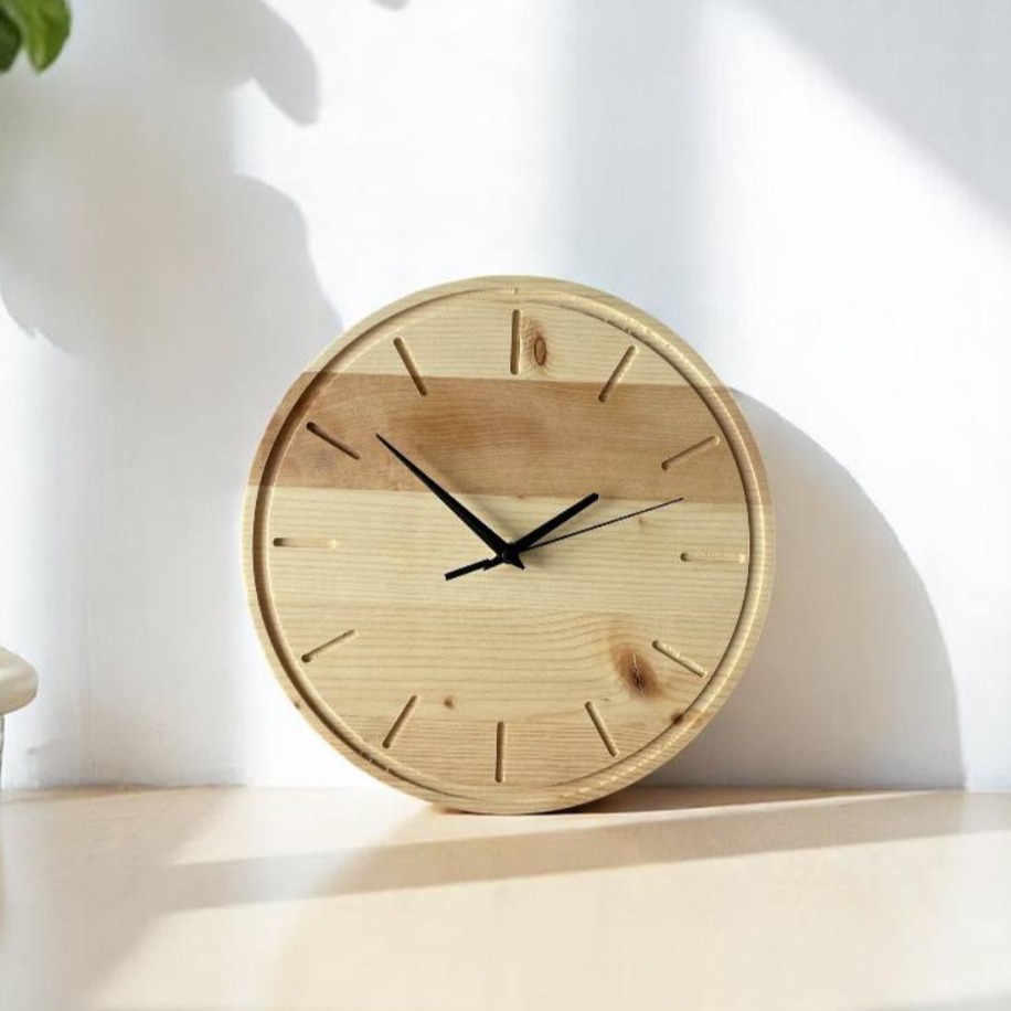 Minimal Ağaç Yuvarlak Duvar Saati