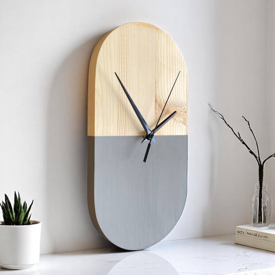 Şûkufe Serisi Minimalist Duvar Saati (Antrasit Detaylı)