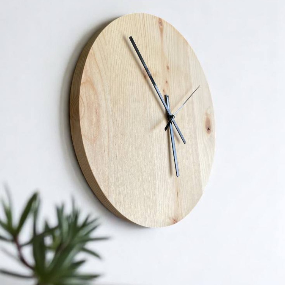 Minimal Ağaç Yuvarlak Duvar Saati (Sade Model)