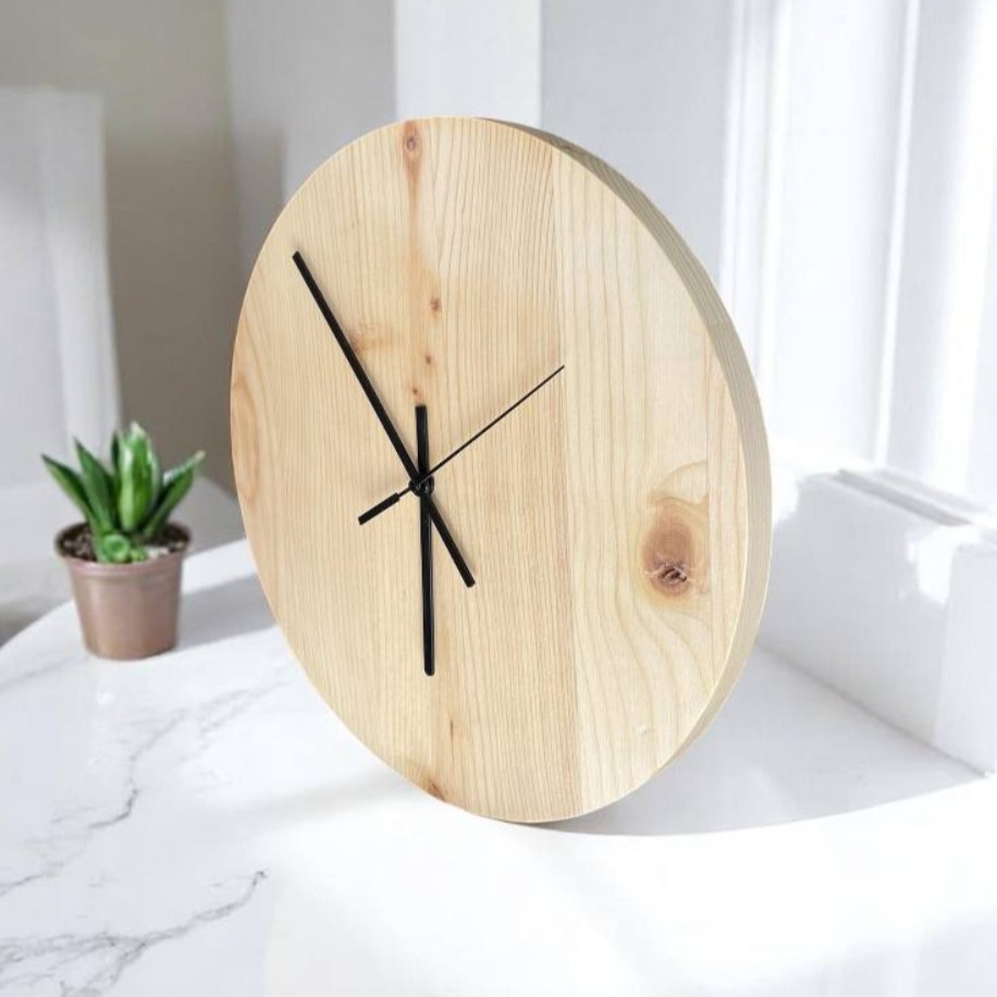 Minimal Ağaç Yuvarlak Duvar Saati (Sade Model)