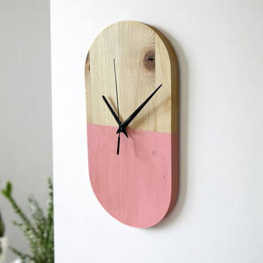 Şûkufe Serisi Minimalist Duvar Saati (Pembe Detaylı)