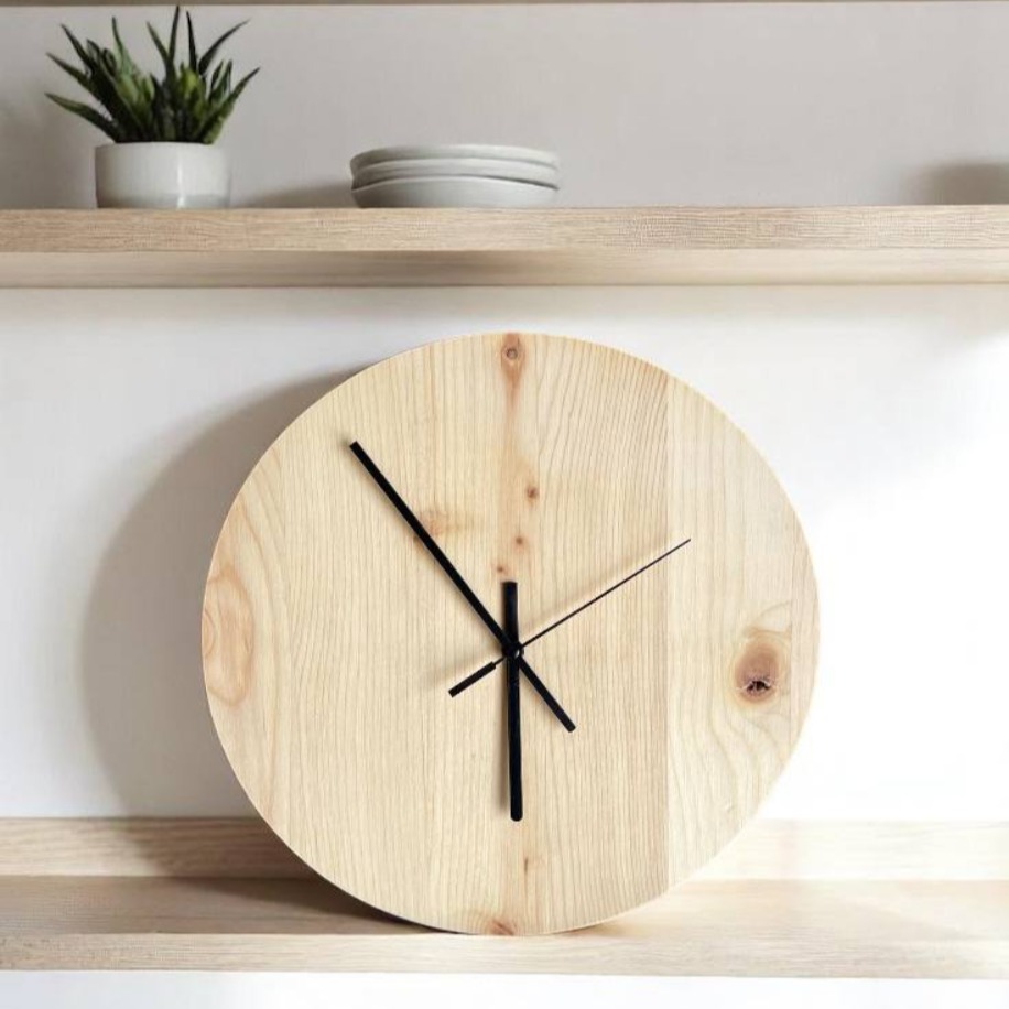 Minimal Ağaç Yuvarlak Duvar Saati (Sade Model)
