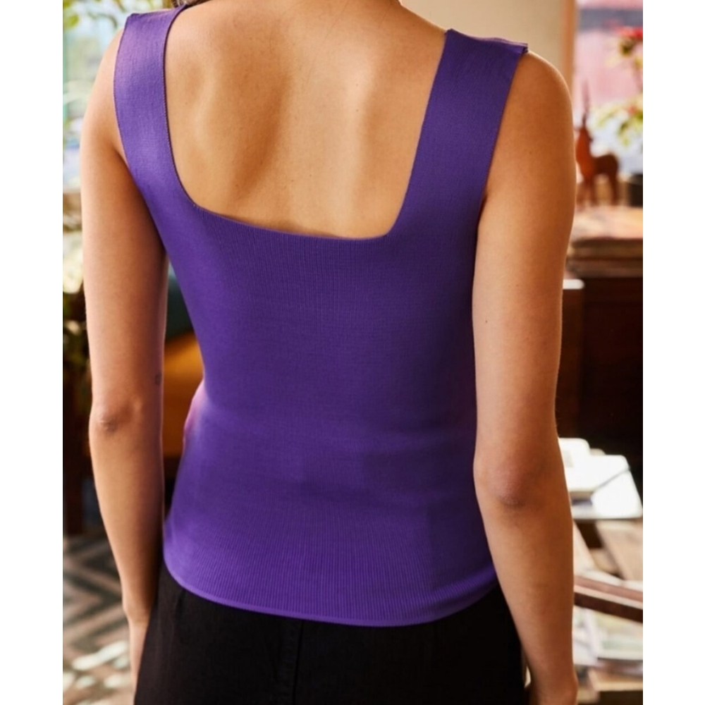 Kalın askılı triko crop bluz 