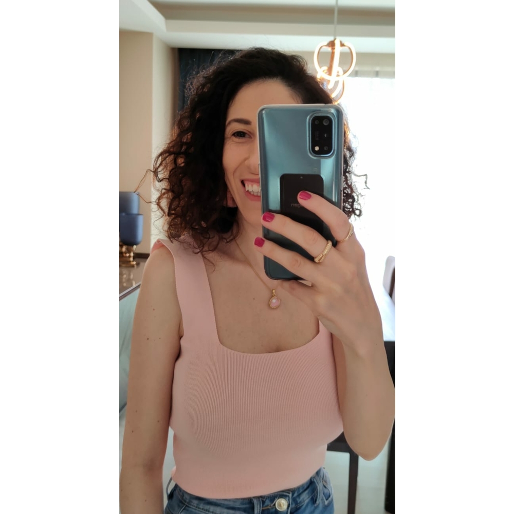 Pembe Crop Bluz
