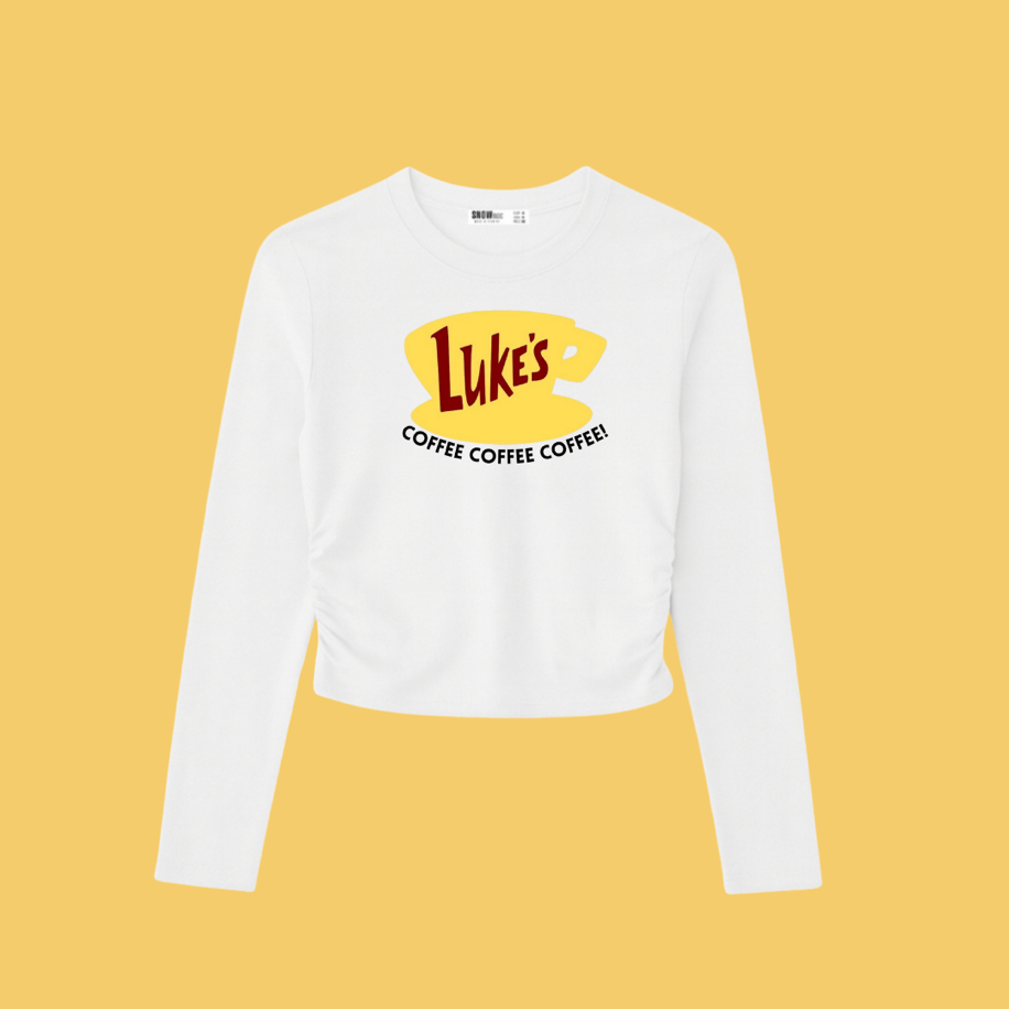 Gilmore girls Luke’s büzgülü basic üst beyaz
