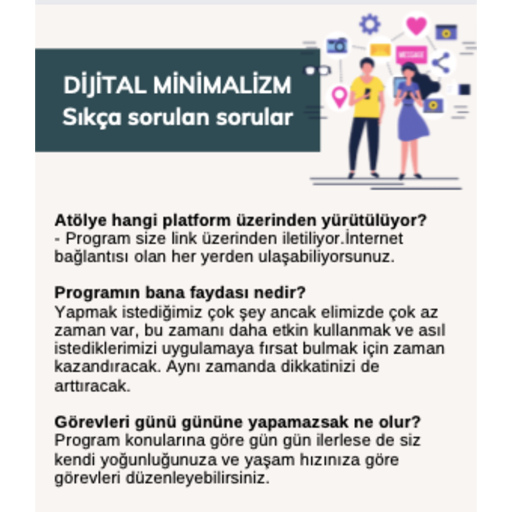 Dijital Minimalizm Kendi Hızında Program - Aldığın gün elinde