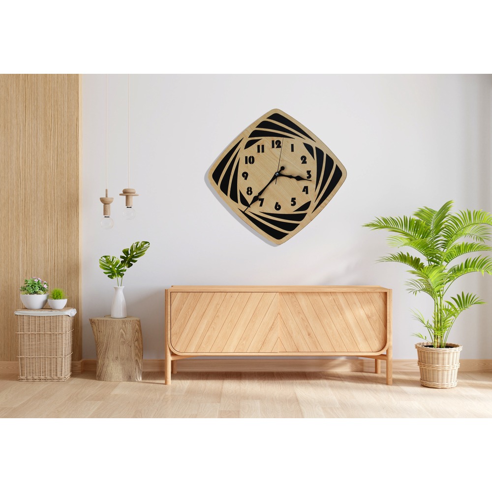 Asimetrik Uzay Craft Lightcha Ahşap 40cm Duvar Saati 