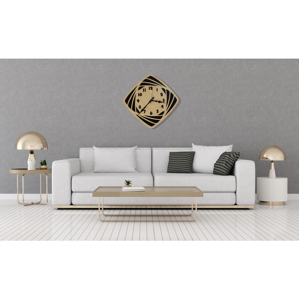 Asimetrik Uzay Craft Lightcha Ahşap 40cm Duvar Saati 