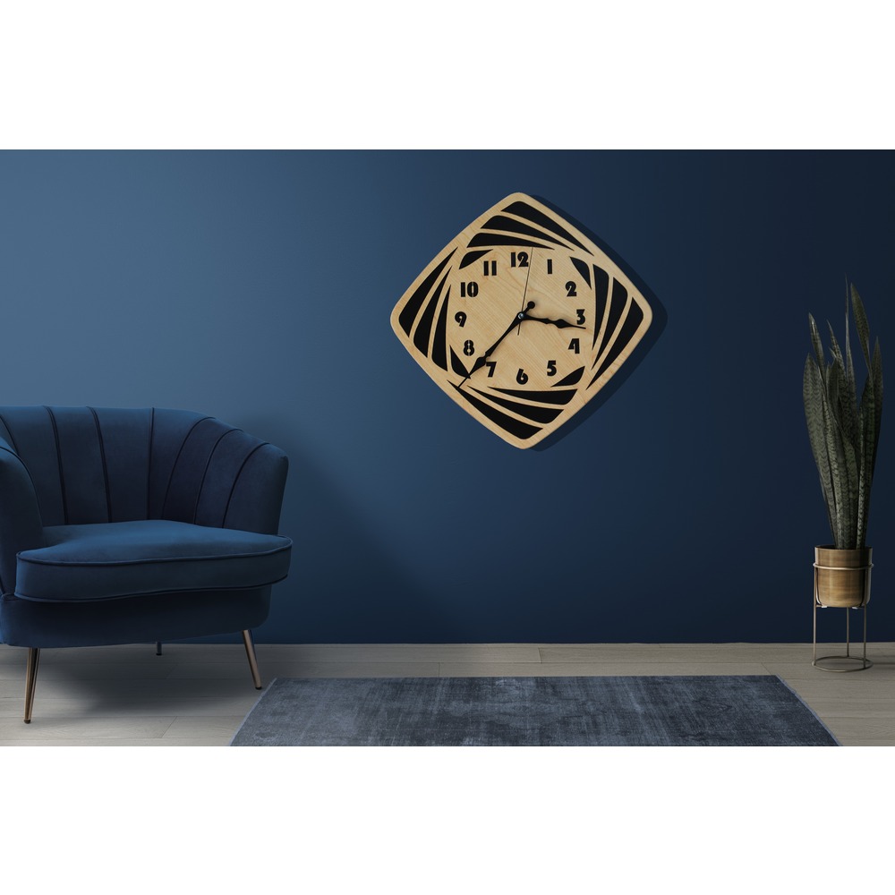 Asimetrik Uzay Craft Lightcha Ahşap 40cm Duvar Saati 