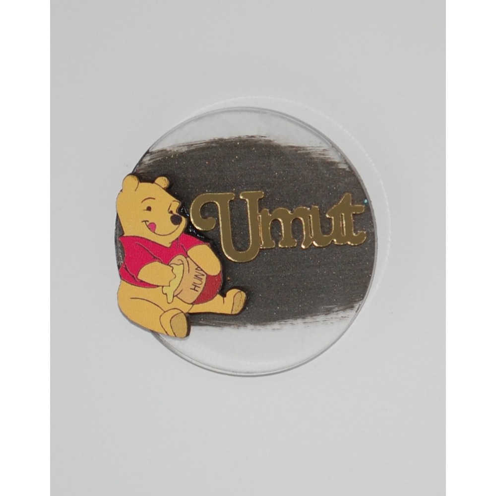 UZAY CRAFT Pleksi Ayı Winnie Figürlü Kişiye Özel Magnet