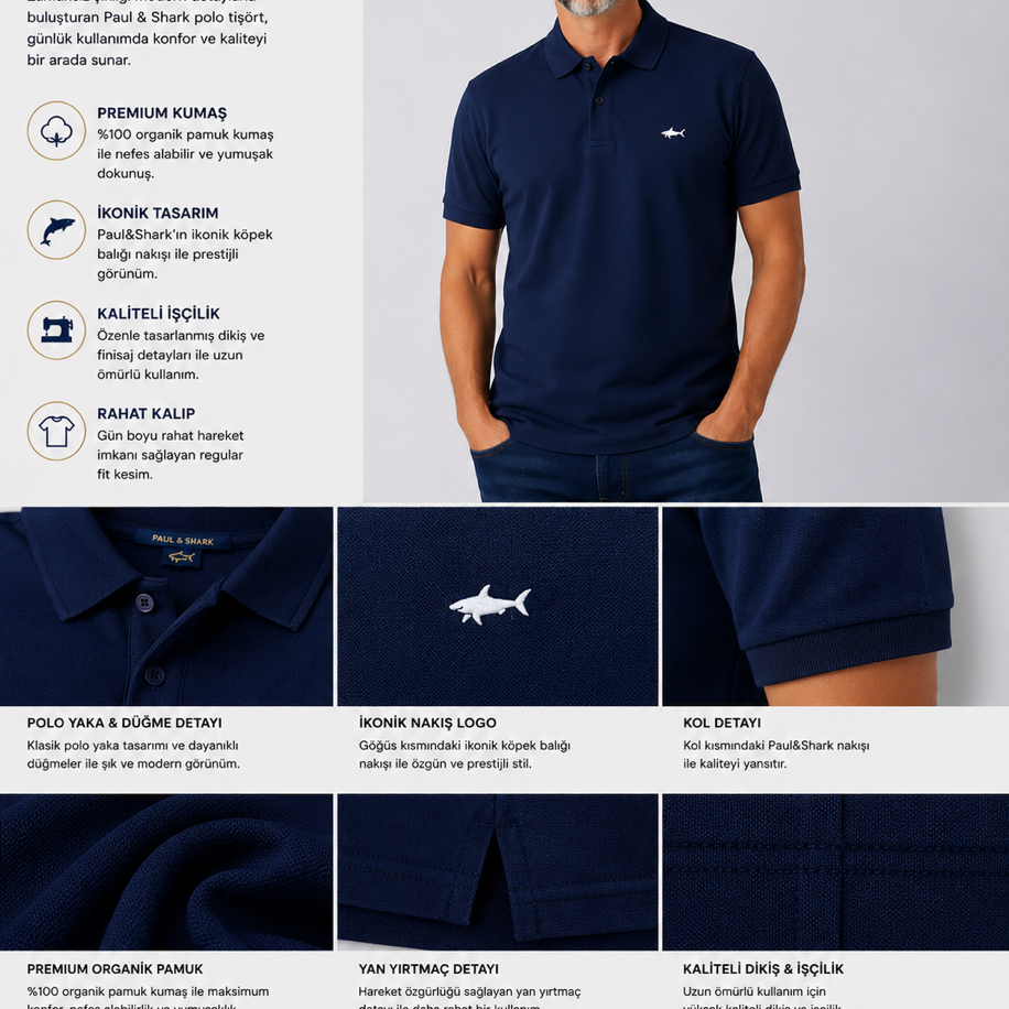 PAUL&SHARK Yeni Sezon Mağaza Modeli Metal Logo Dark Blue