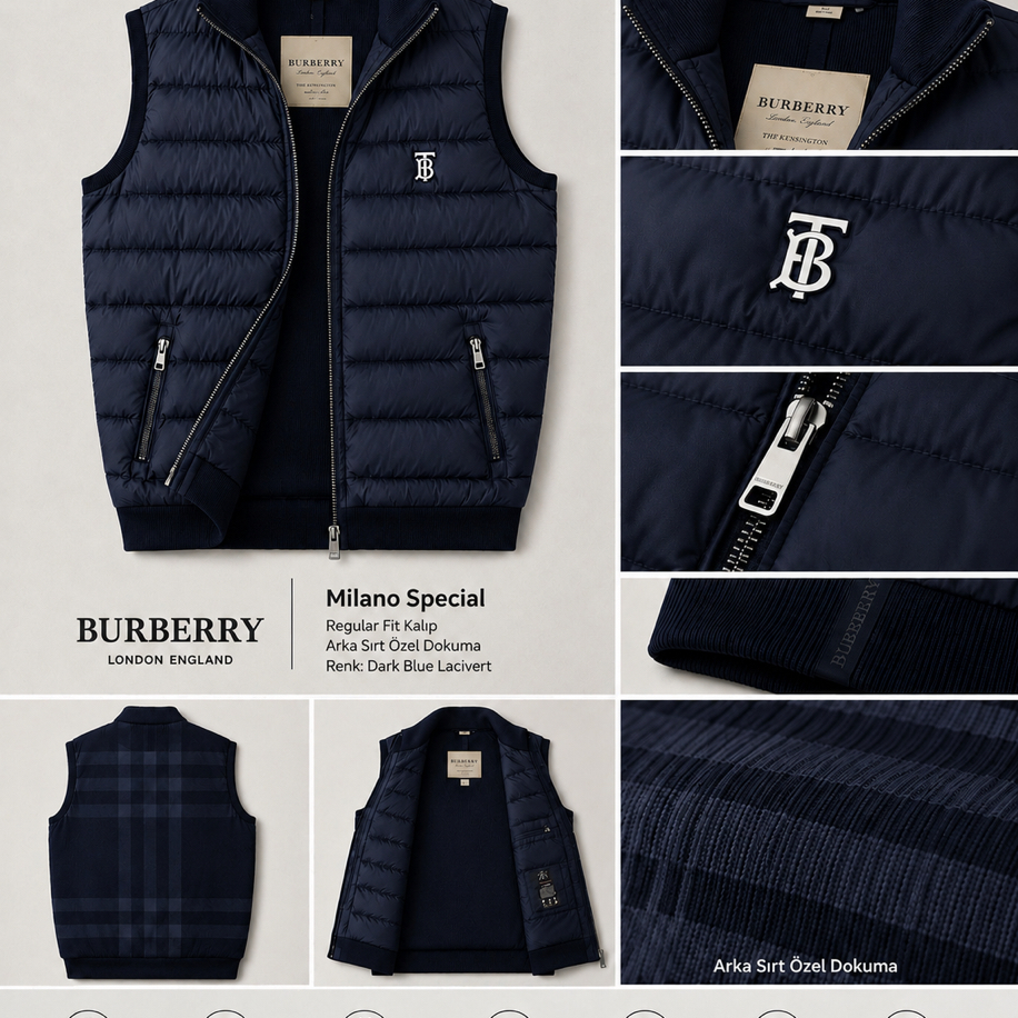 Yeni Sezon BURBERRY Sırt Dokuma Yelek