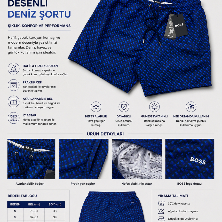 Yurtdışı Orjinal BOSS Deniz Şortu 