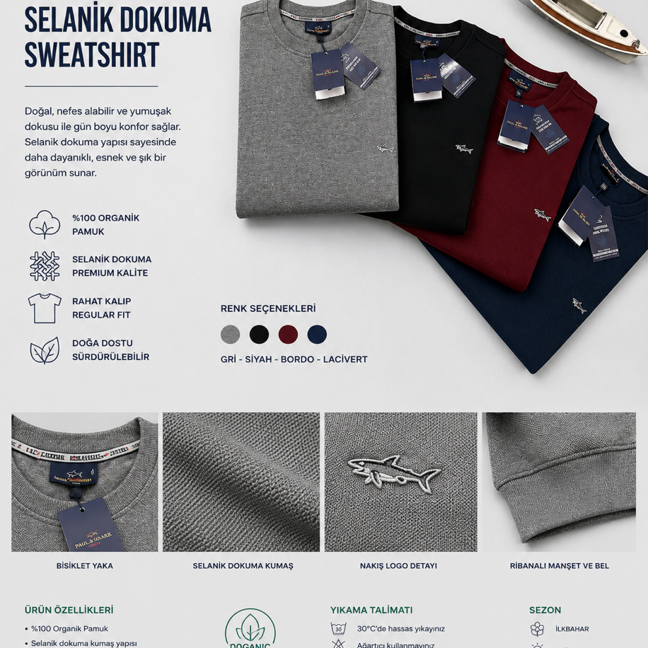 P&S Yacht Club Premium Selanik Dokuma Uzun Kol